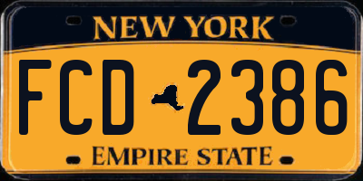 NY license plate FCD2386