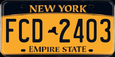 NY license plate FCD2403