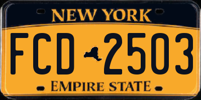NY license plate FCD2503
