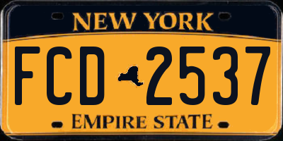 NY license plate FCD2537