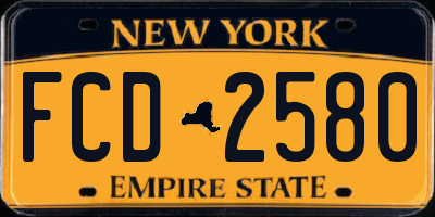 NY license plate FCD2580
