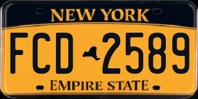 NY license plate FCD2589