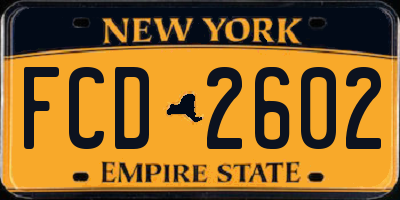 NY license plate FCD2602