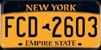 NY license plate FCD2603