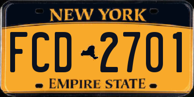 NY license plate FCD2701