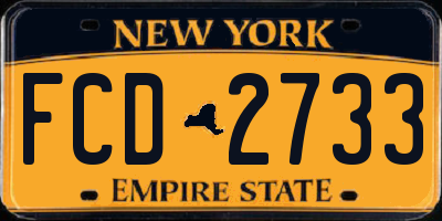 NY license plate FCD2733