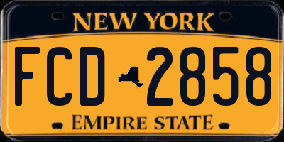NY license plate FCD2858