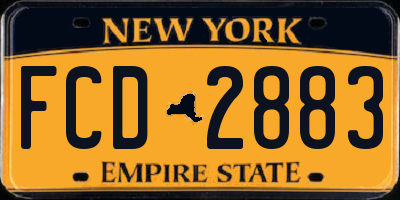 NY license plate FCD2883