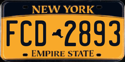 NY license plate FCD2893