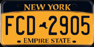 NY license plate FCD2905