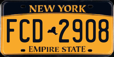 NY license plate FCD2908