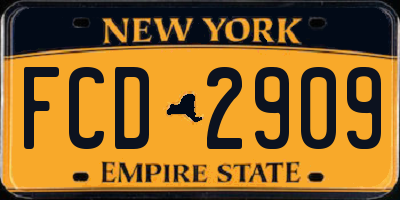 NY license plate FCD2909