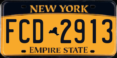 NY license plate FCD2913