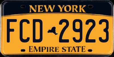 NY license plate FCD2923
