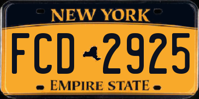 NY license plate FCD2925