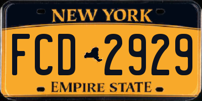 NY license plate FCD2929