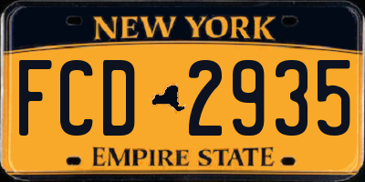 NY license plate FCD2935