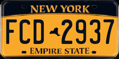 NY license plate FCD2937