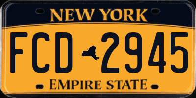 NY license plate FCD2945