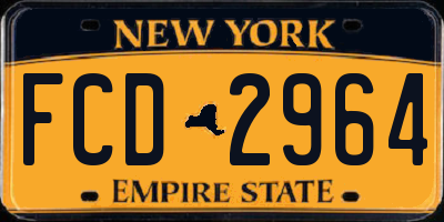 NY license plate FCD2964