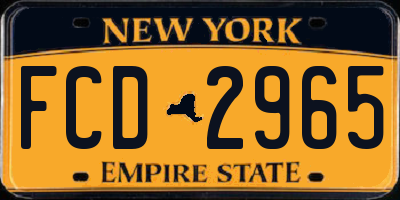 NY license plate FCD2965