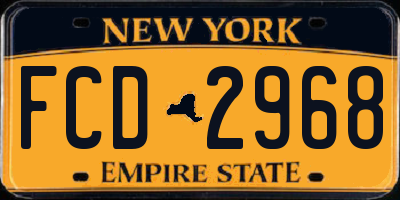 NY license plate FCD2968