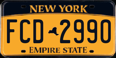NY license plate FCD2990