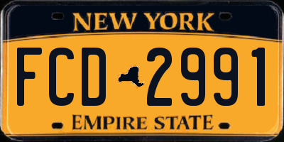 NY license plate FCD2991