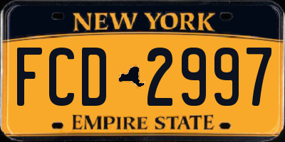 NY license plate FCD2997