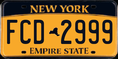 NY license plate FCD2999