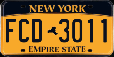 NY license plate FCD3011