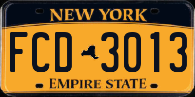 NY license plate FCD3013