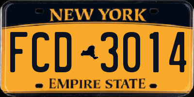 NY license plate FCD3014