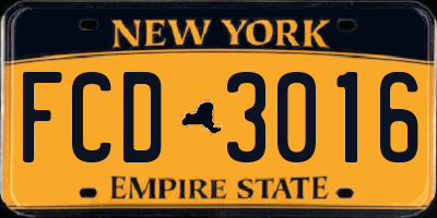 NY license plate FCD3016