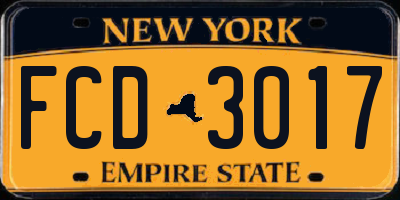 NY license plate FCD3017