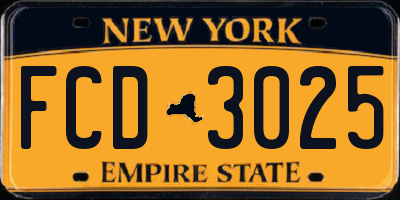 NY license plate FCD3025