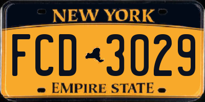 NY license plate FCD3029