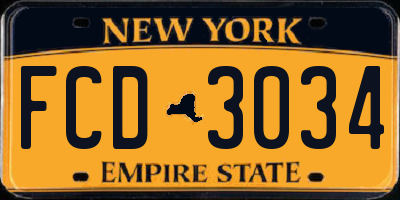NY license plate FCD3034