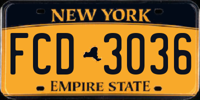 NY license plate FCD3036