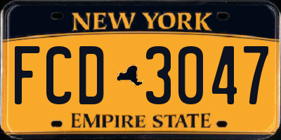 NY license plate FCD3047