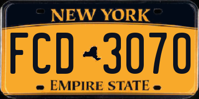 NY license plate FCD3070