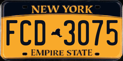 NY license plate FCD3075