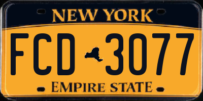 NY license plate FCD3077