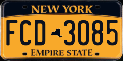 NY license plate FCD3085