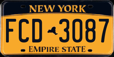 NY license plate FCD3087
