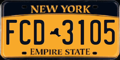 NY license plate FCD3105