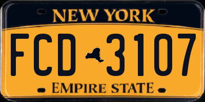 NY license plate FCD3107