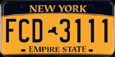 NY license plate FCD3111