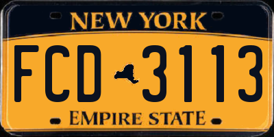 NY license plate FCD3113
