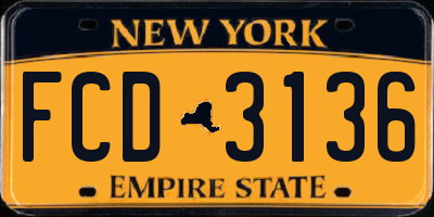 NY license plate FCD3136